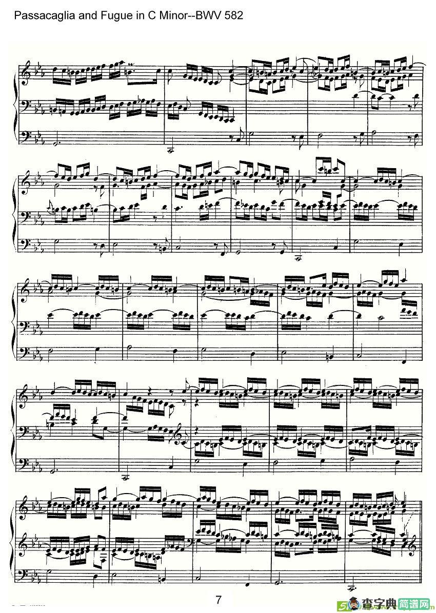 Passacaglia and Fugue in C Minor--BWV 582简谱