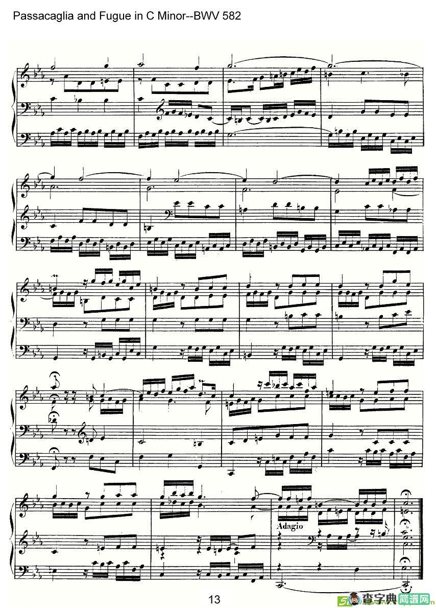 Passacaglia and Fugue in C Minor--BWV 582简谱