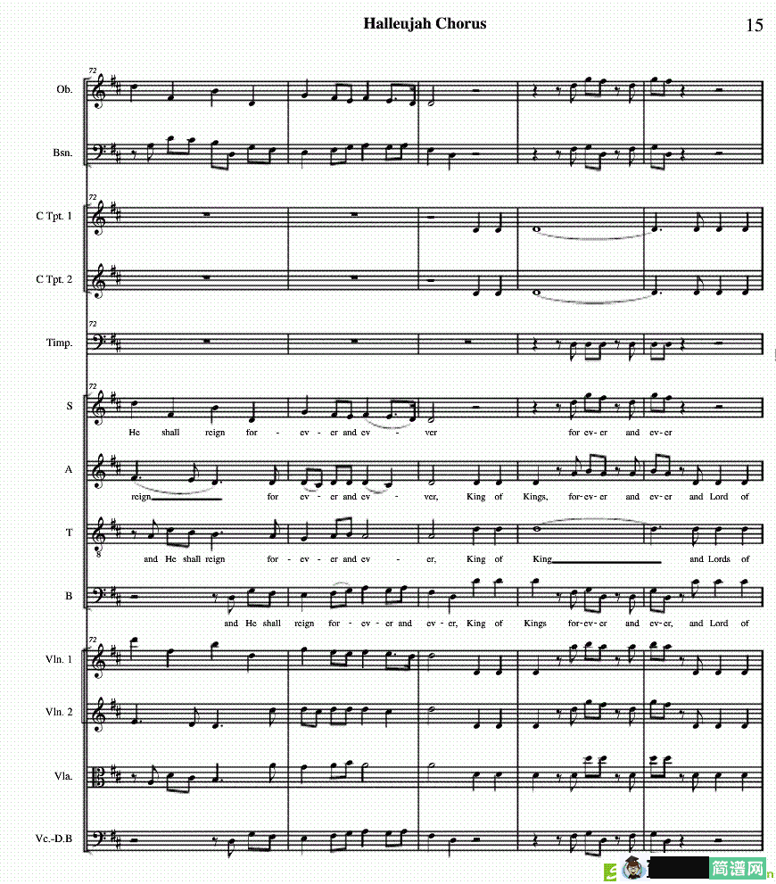 哈利路亚总谱11-19简谱(Handel作曲)