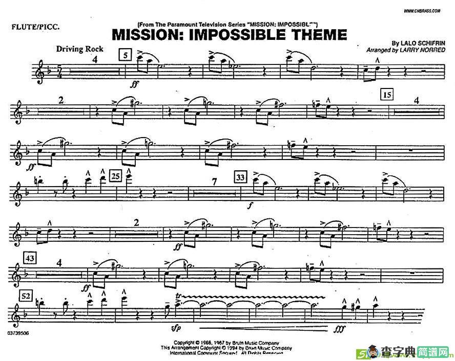 MISSION:IMPOSSIBLE THEME简谱