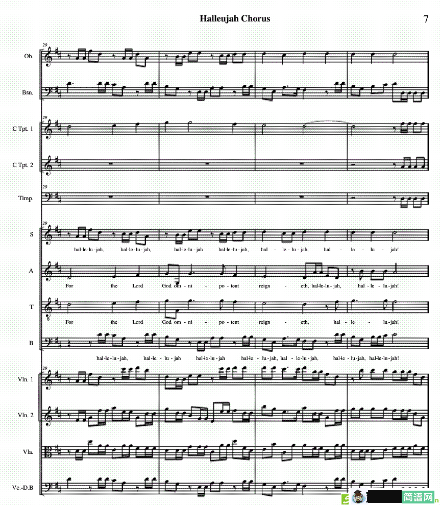 哈利路亚总谱1-10简谱(Handel作曲)