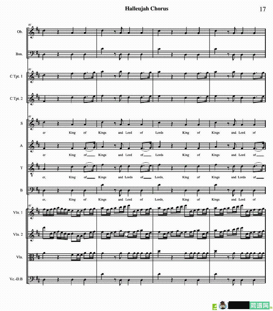 哈利路亚总谱11-19简谱(Handel作曲)