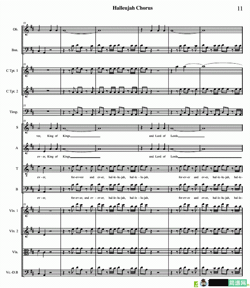 哈利路亚总谱11-19简谱(Handel作曲)