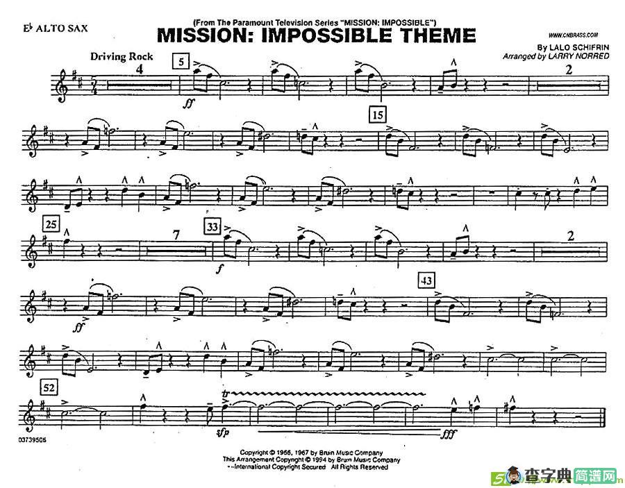 MISSION:IMPOSSIBLE THEME简谱