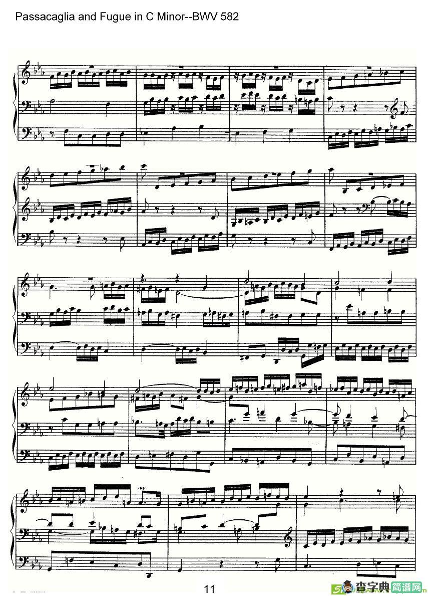 Passacaglia and Fugue in C Minor--BWV 582简谱