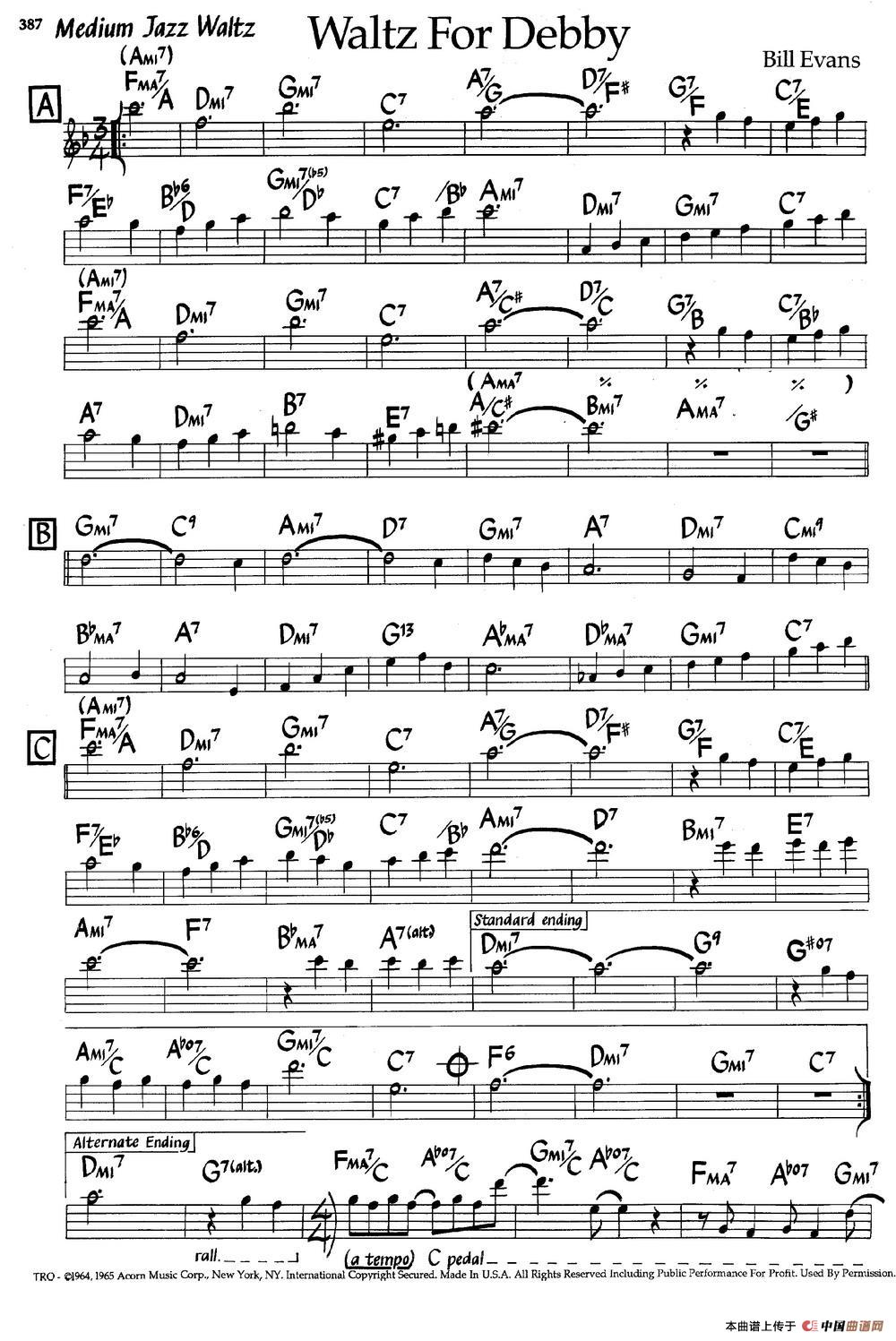 Waltz For Debby（爵士钢琴曲）钢琴谱