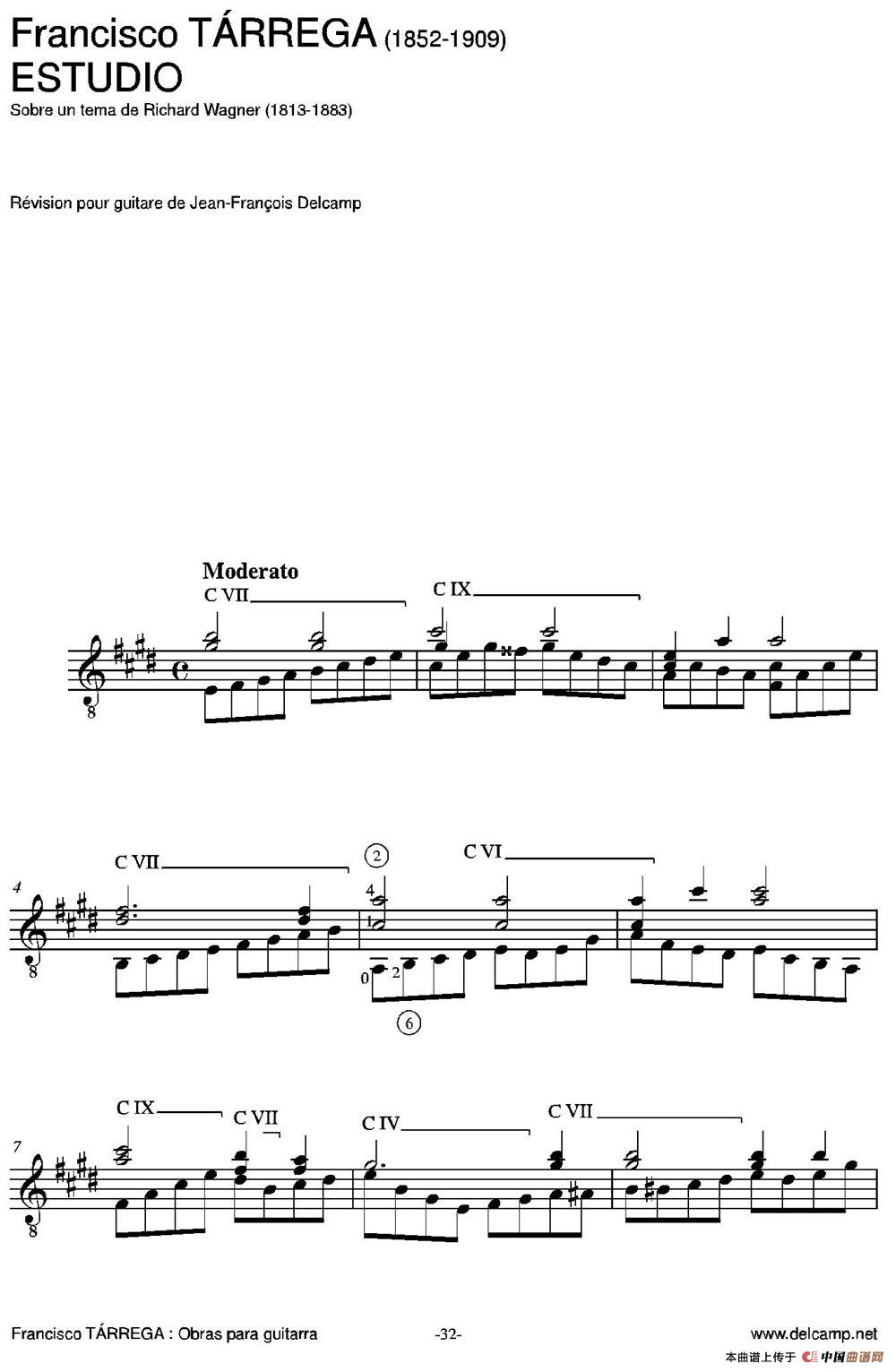 ESTUDIO(Sobre un tema de Richard Wagner)（古典吉他）吉他谱