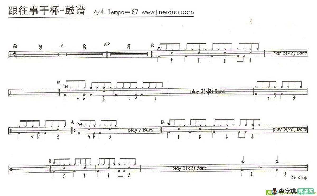 跟往事干杯曲谱