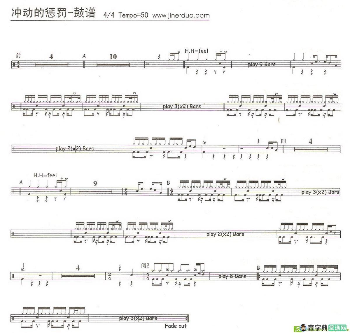 冲动的惩罚曲谱