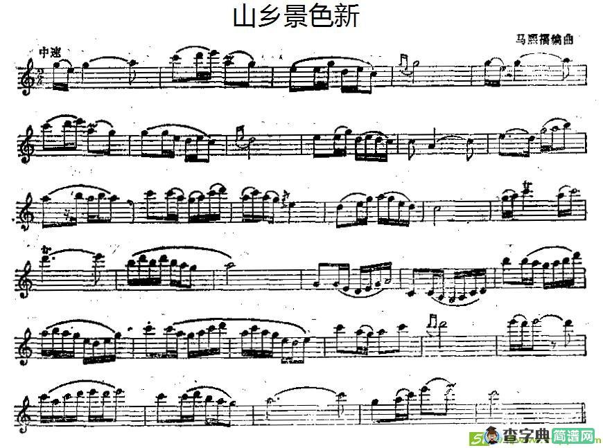 山乡景色新（单簧管）二胡谱