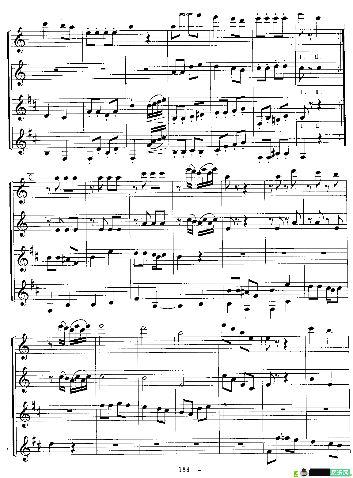 红莓花儿开曲谱(木管四重奏)