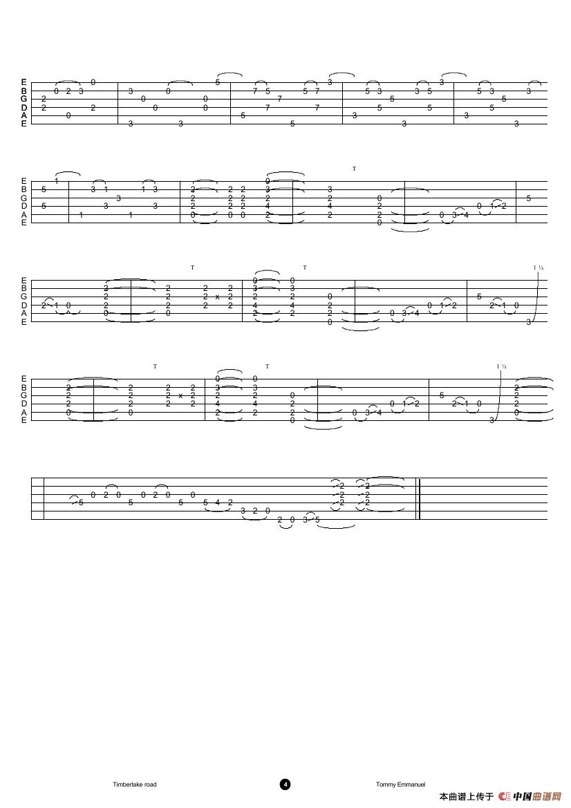 tommy emmanuel：timberlake road（指弹吉它）吉他谱