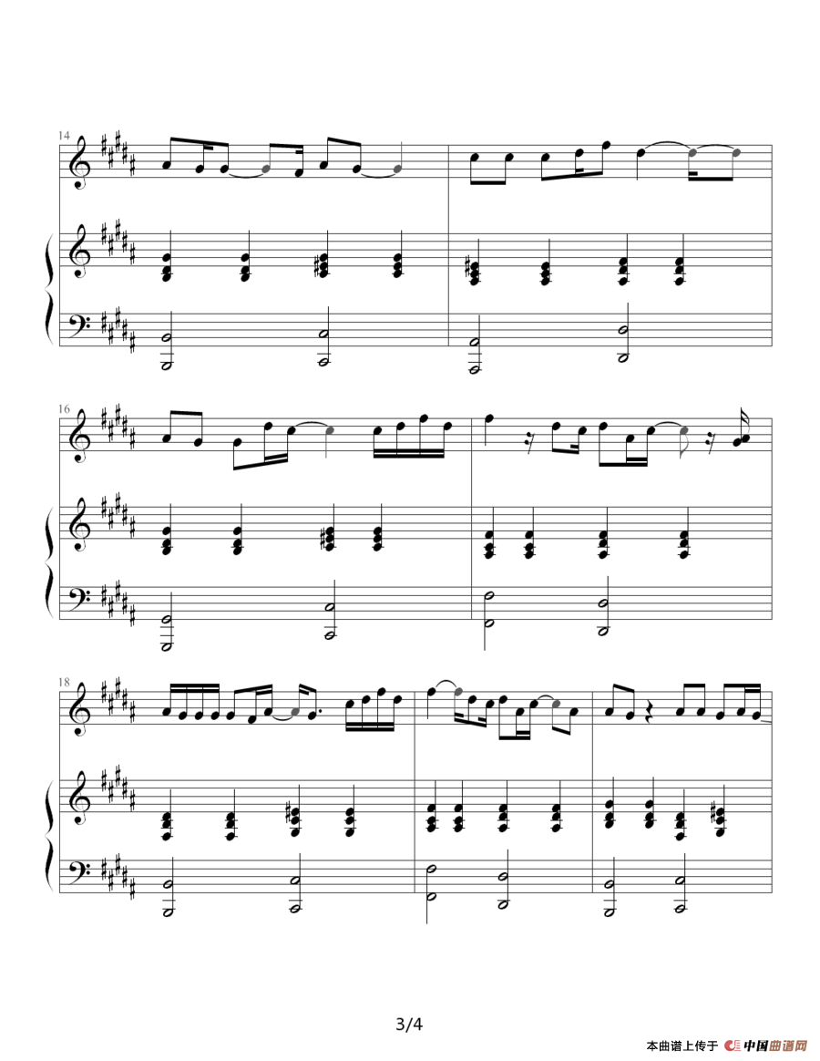 Take me to your heart（吻别）钢琴谱