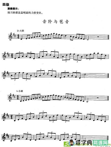 小号考级四级：音阶与琶音铜管谱