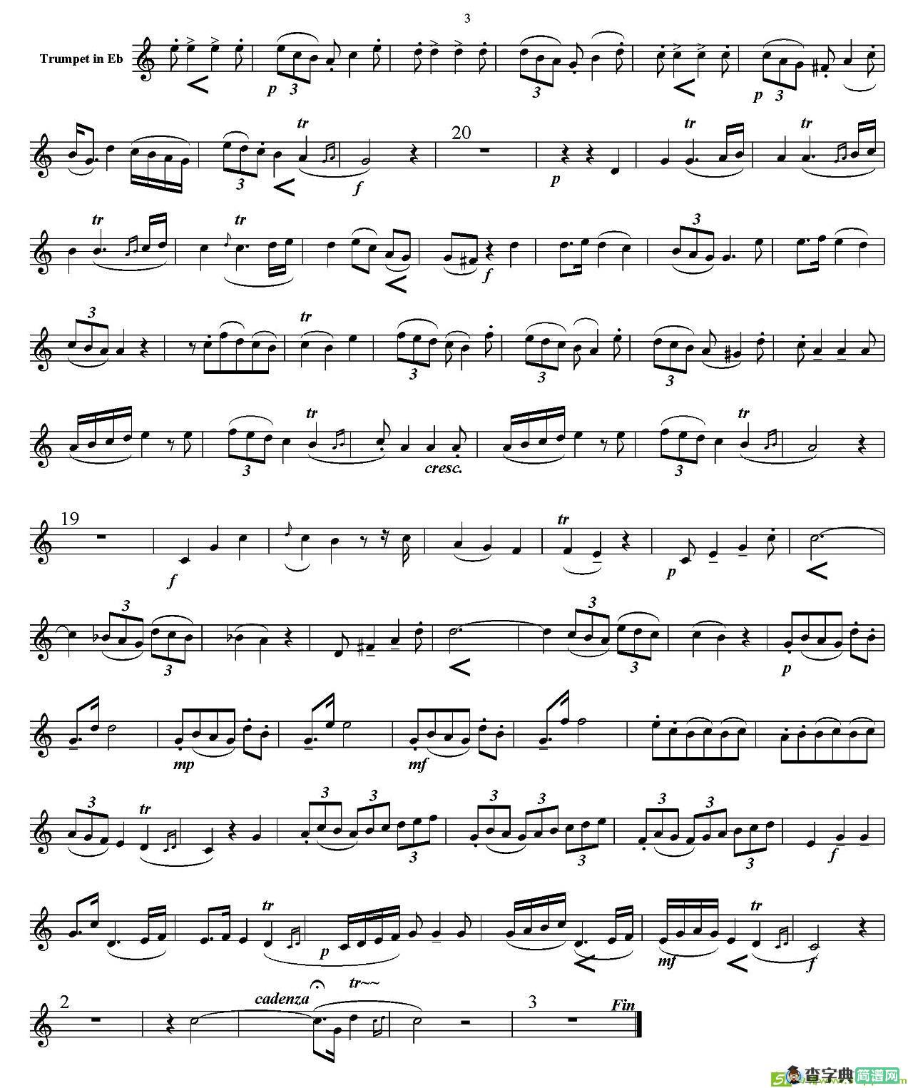 bE大调小号协奏曲铜管谱(奈鲁达作曲)