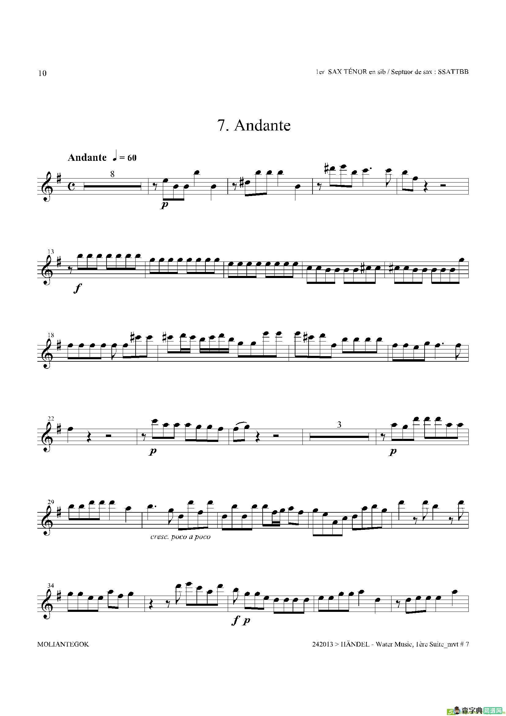 WaterMusic（HWV.348No.1）（第一次中音萨克斯）萨克斯谱