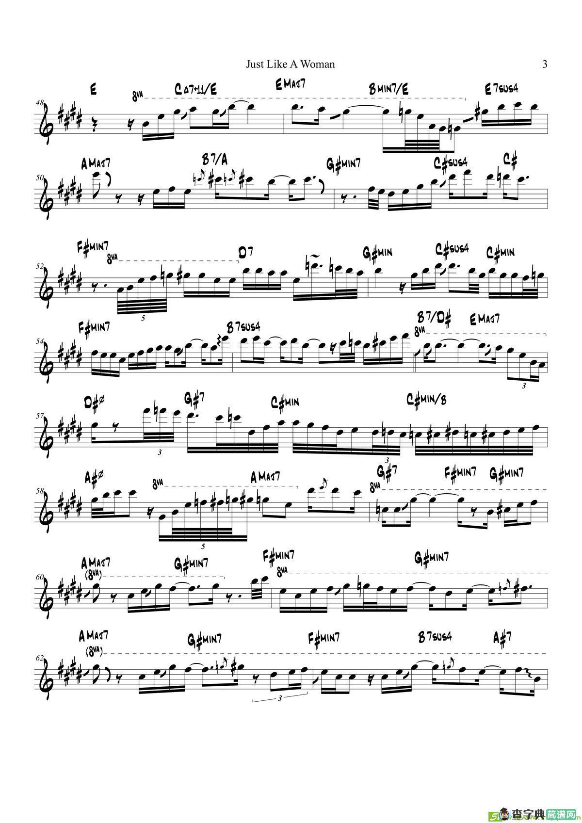 JustLikeAWoman（次中音萨克斯）萨克斯谱