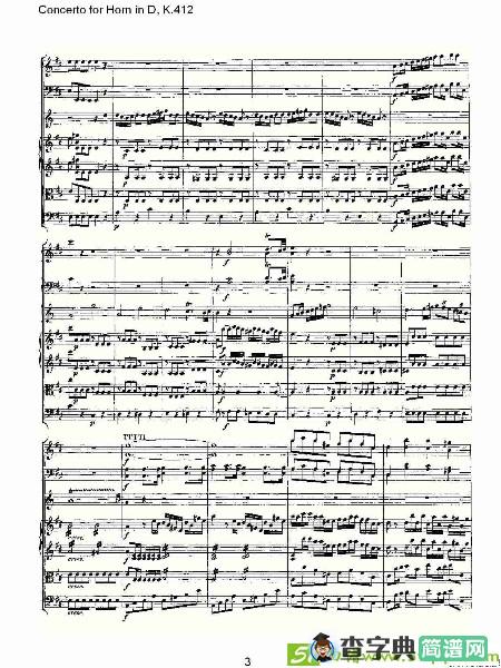 Concerto for Horn in D, K.412铜管谱