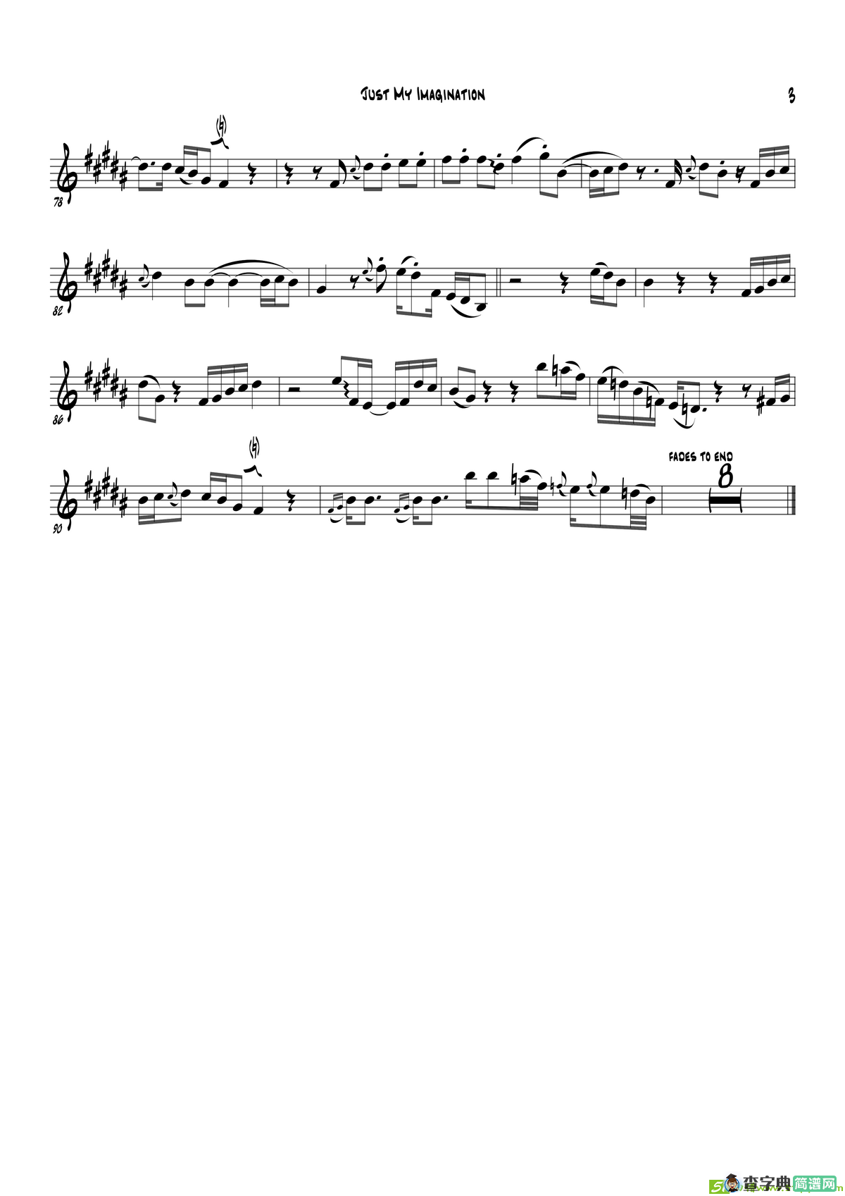 JustMyImagination（中音萨克斯）萨克斯谱
