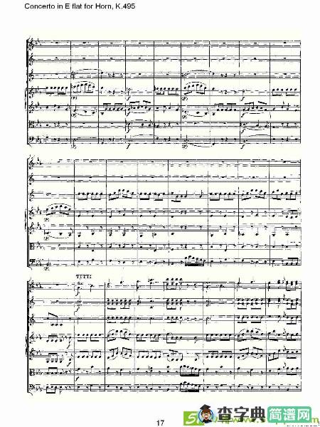 Concerto in E flat for Horn, K.495铜管谱(沃尔夫冈·阿马多伊斯·莫扎特演唱)