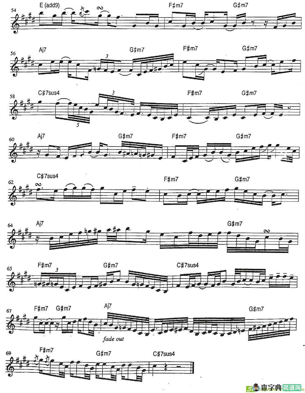 Songbird萨克斯谱