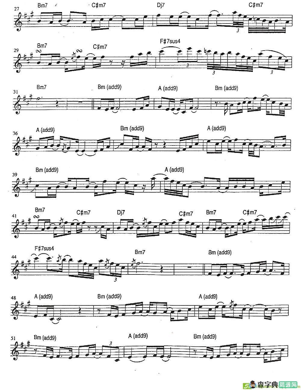 Songbird萨克斯谱
