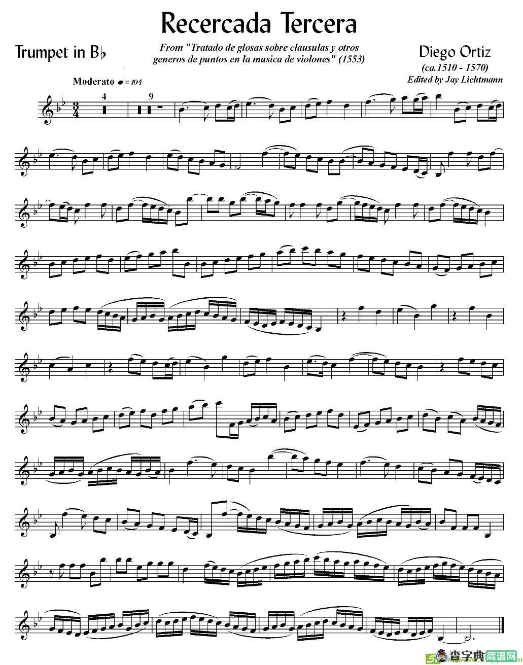 Recercada Tercera 铜管谱(Diego作曲)
