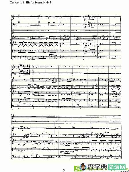Concerto in Eb for Horn, K.447铜管谱