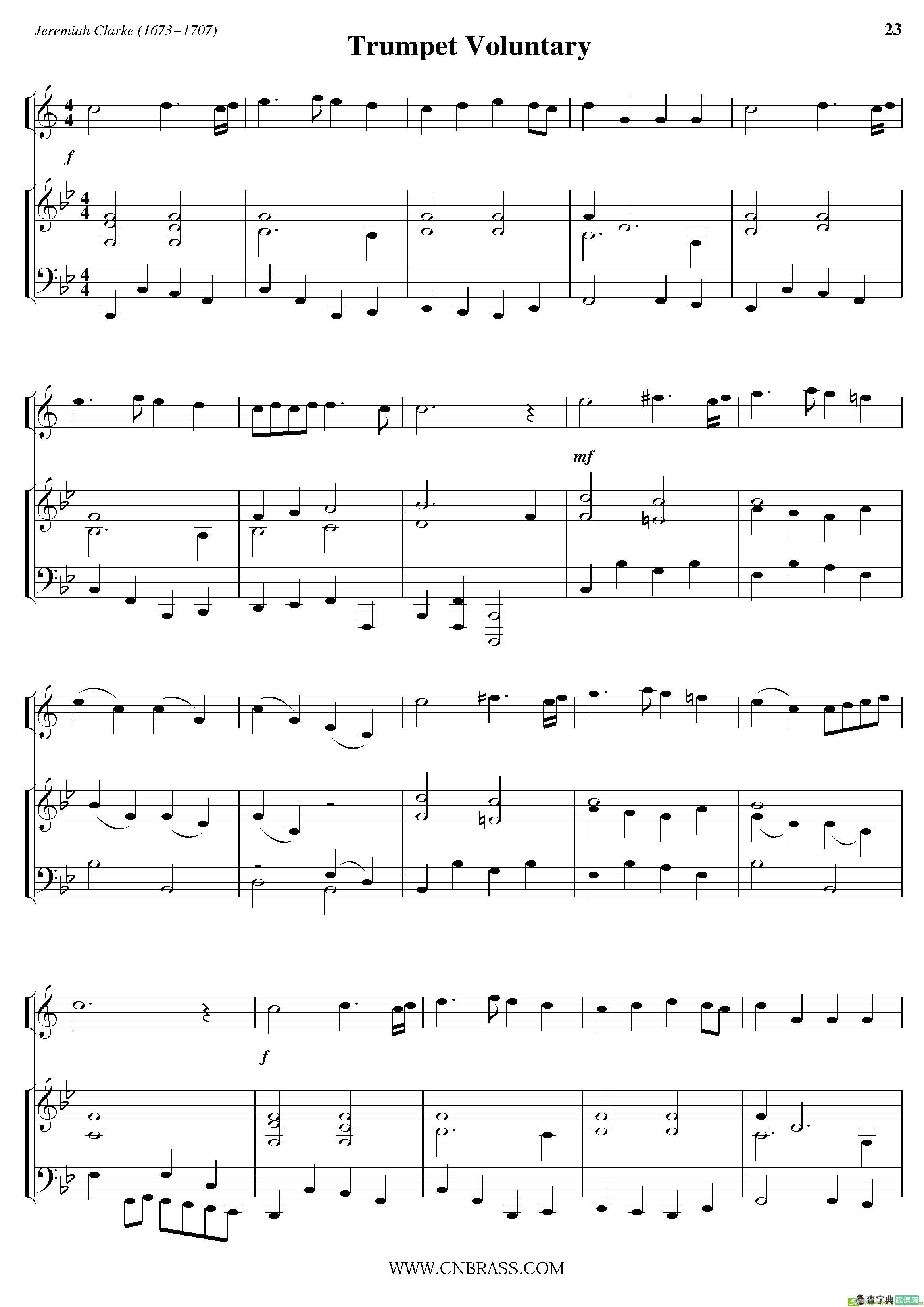 Trumpet Voluntary铜管谱