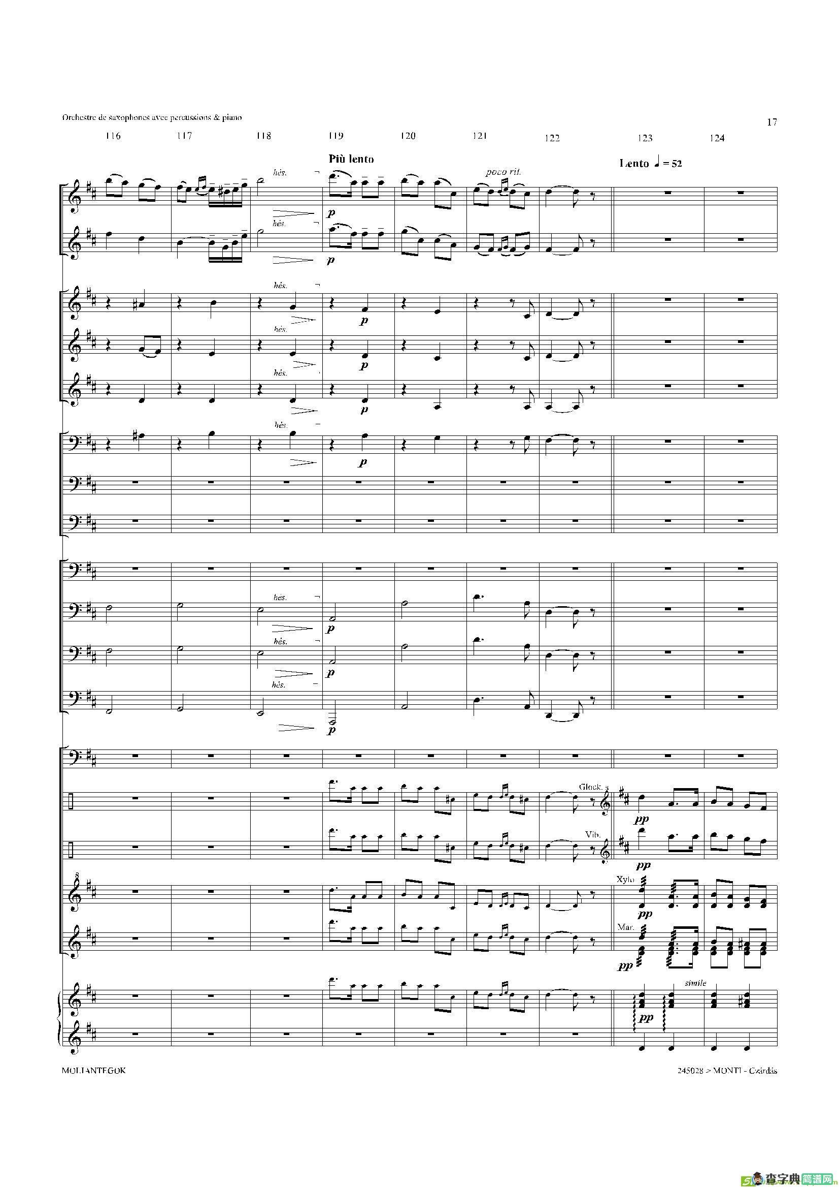 Czardas查尔达斯（15重奏总谱）萨克斯谱