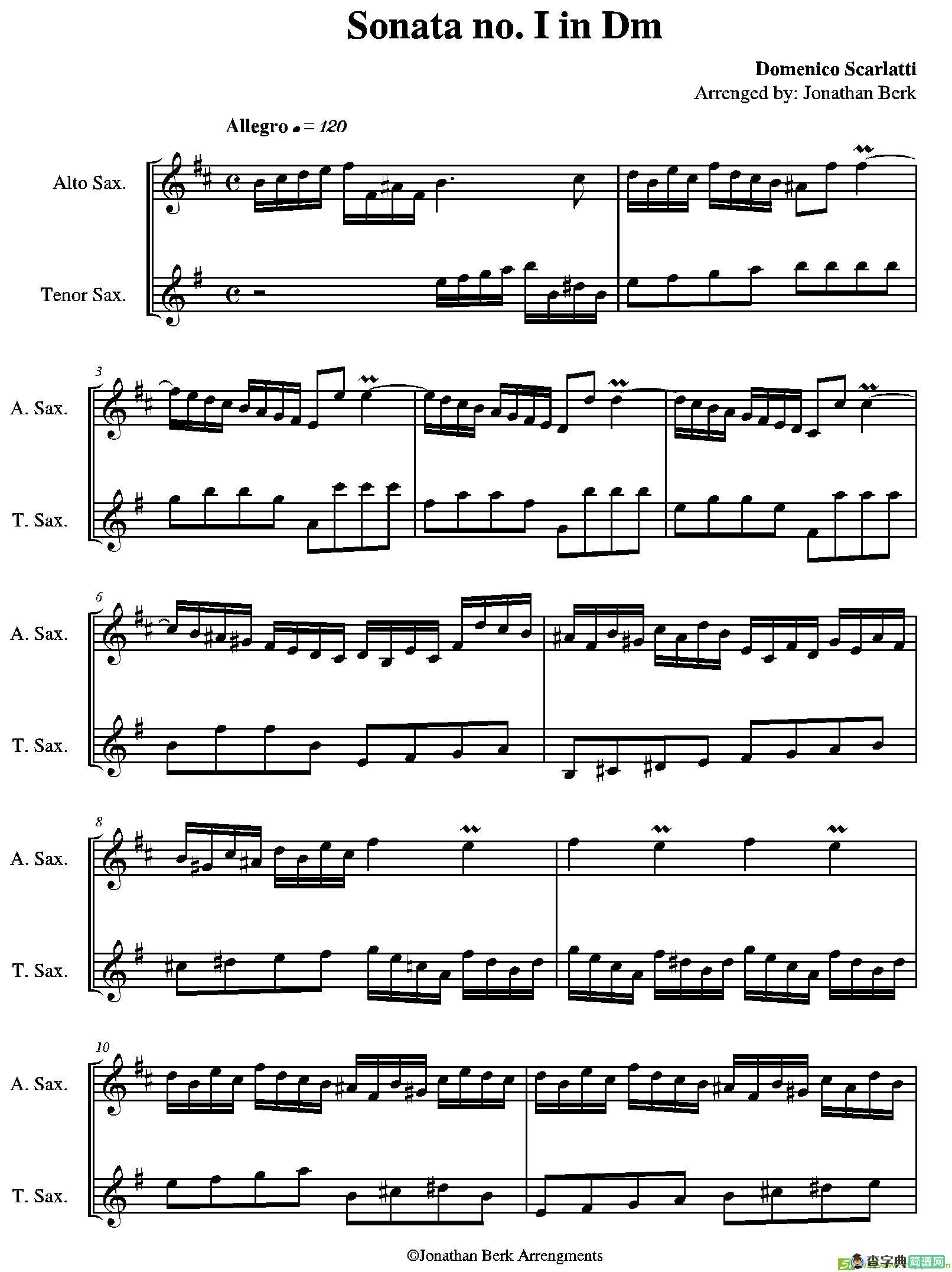 Sonatano.IinDm（二重奏）萨克斯谱