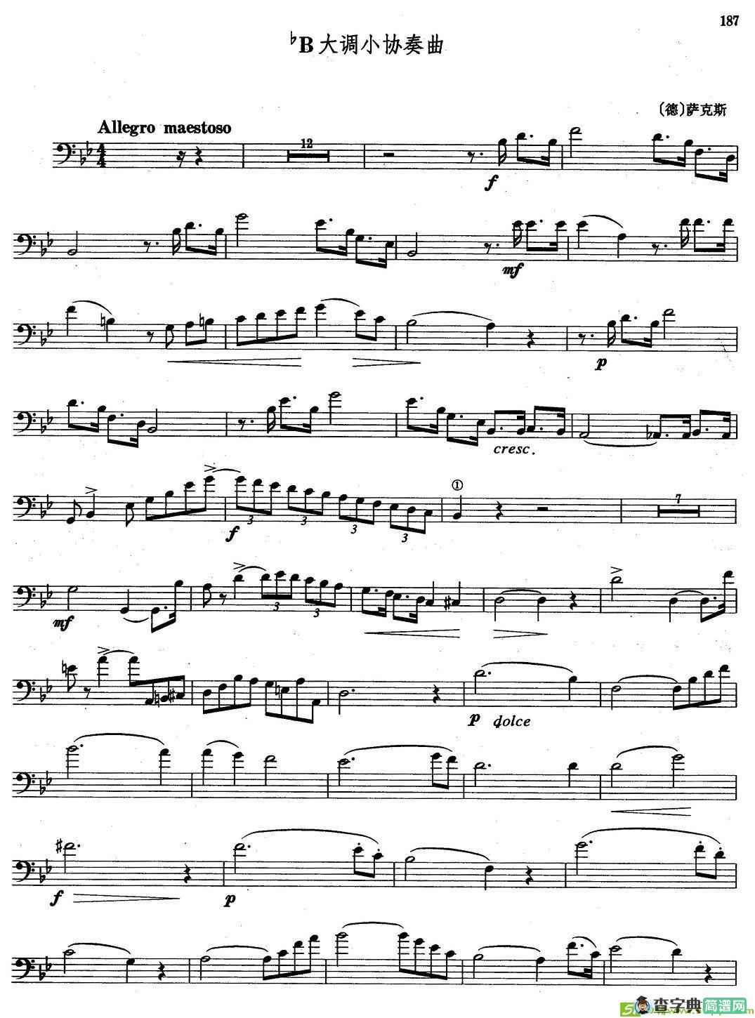 降B大调小协奏曲铜管谱([德]萨克斯作曲)