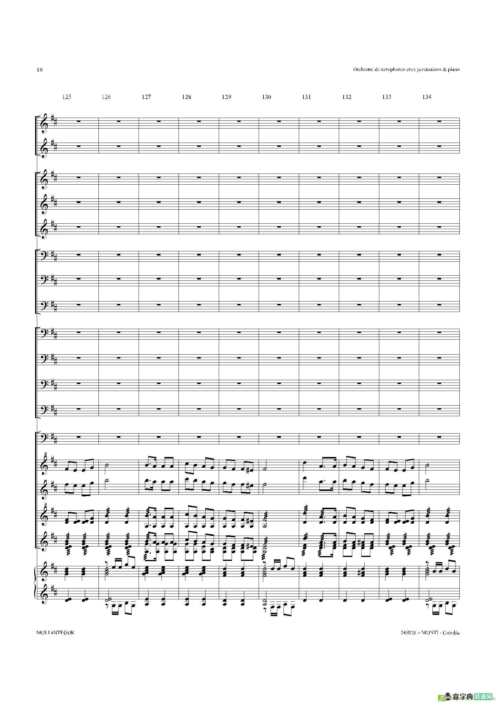 Czardas查尔达斯（15重奏总谱）萨克斯谱