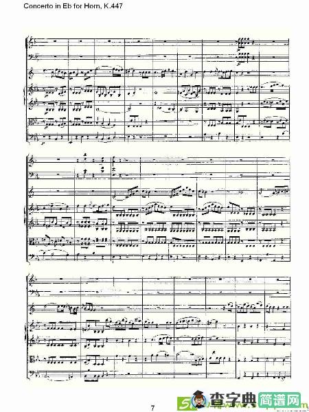 Concerto in Eb for Horn, K.447铜管谱