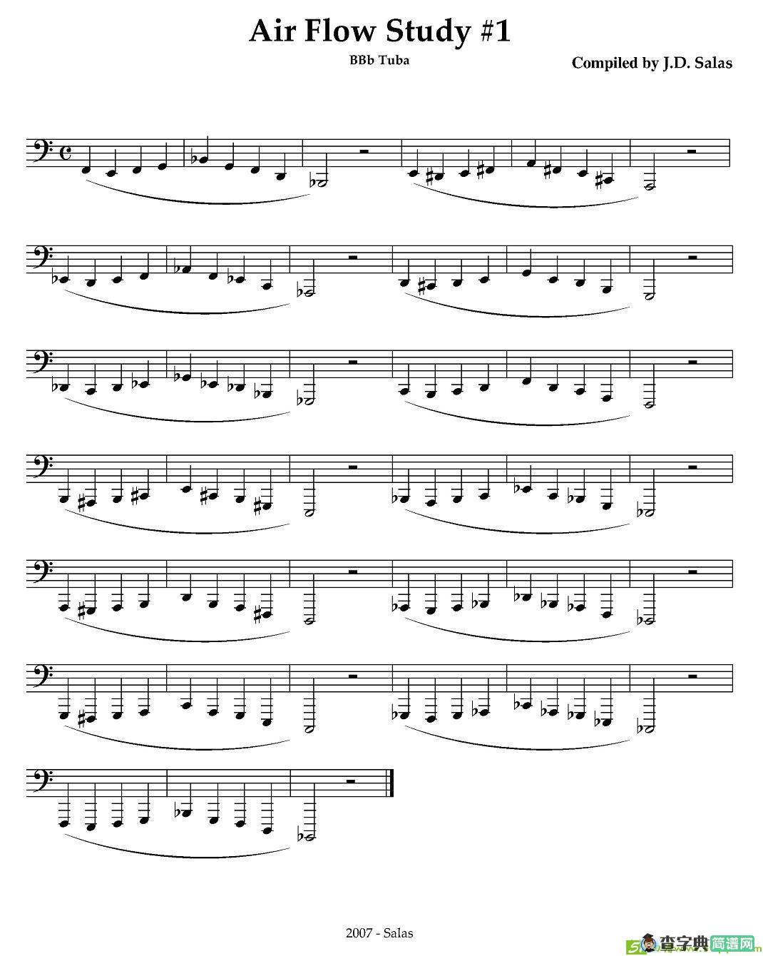 Air Flow Study - Bb Tuba铜管谱