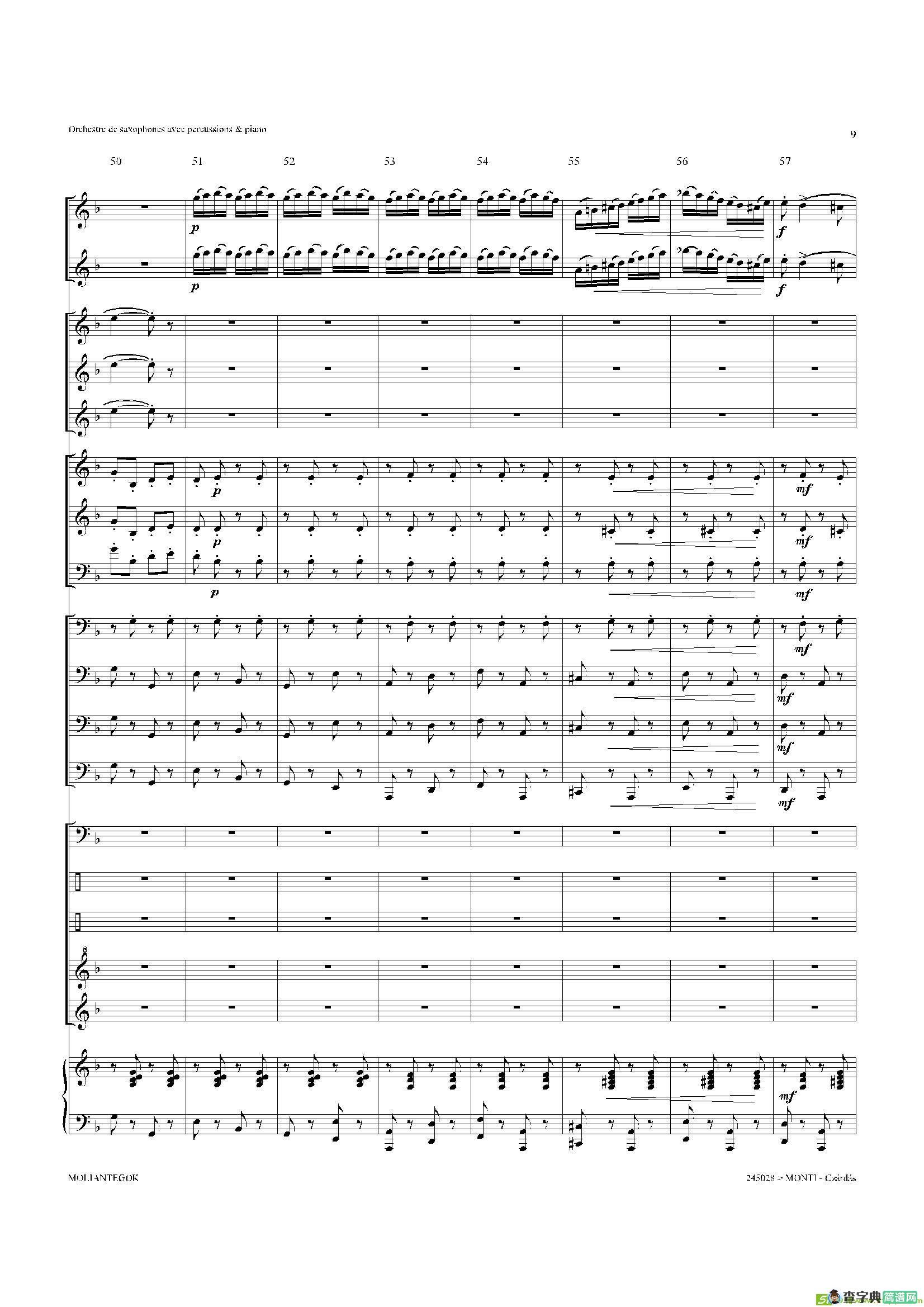 Czardas查尔达斯（15重奏总谱）萨克斯谱