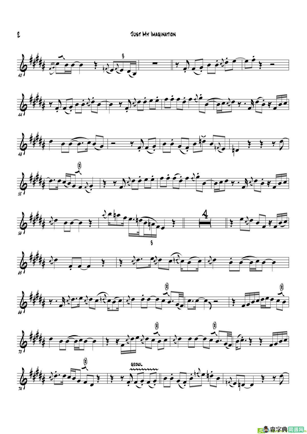 JustMyImagination（中音萨克斯）萨克斯谱