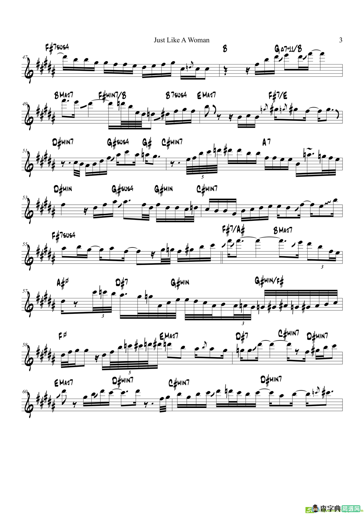 JustLikeAWoman（中音萨克斯）萨克斯谱