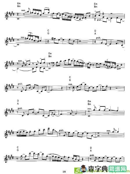 Lily Was Here萨克斯谱(凯迪杜菲作曲,甘蒂.达芙演唱)