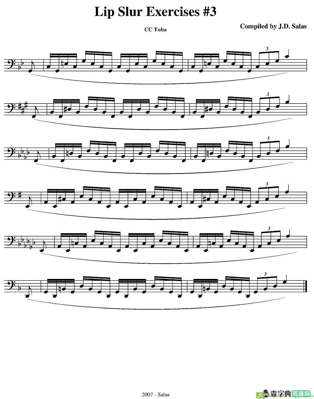 Lip Slur Exercise  - C Tuba铜管谱