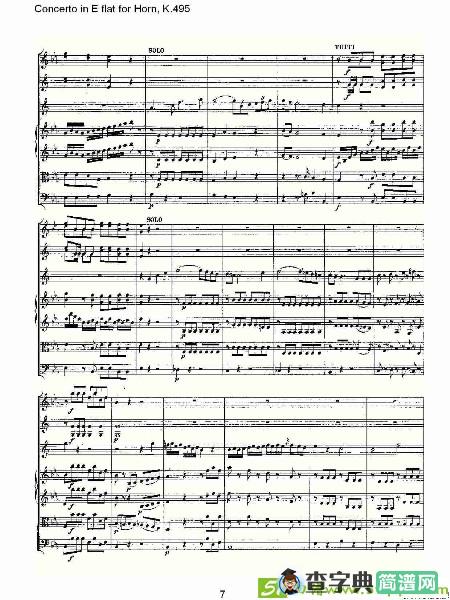 Concerto in E flat for Horn, K.495铜管谱(沃尔夫冈·阿马多伊斯·莫扎特演唱)