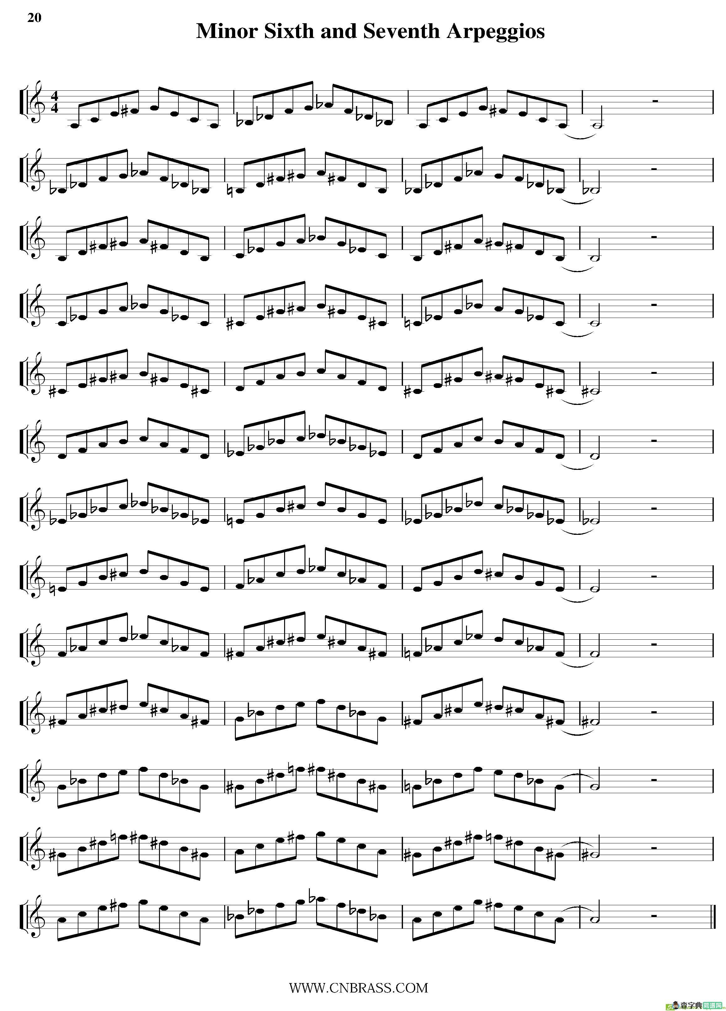 Minor Sixth and Seventh Arpeggios铜管谱