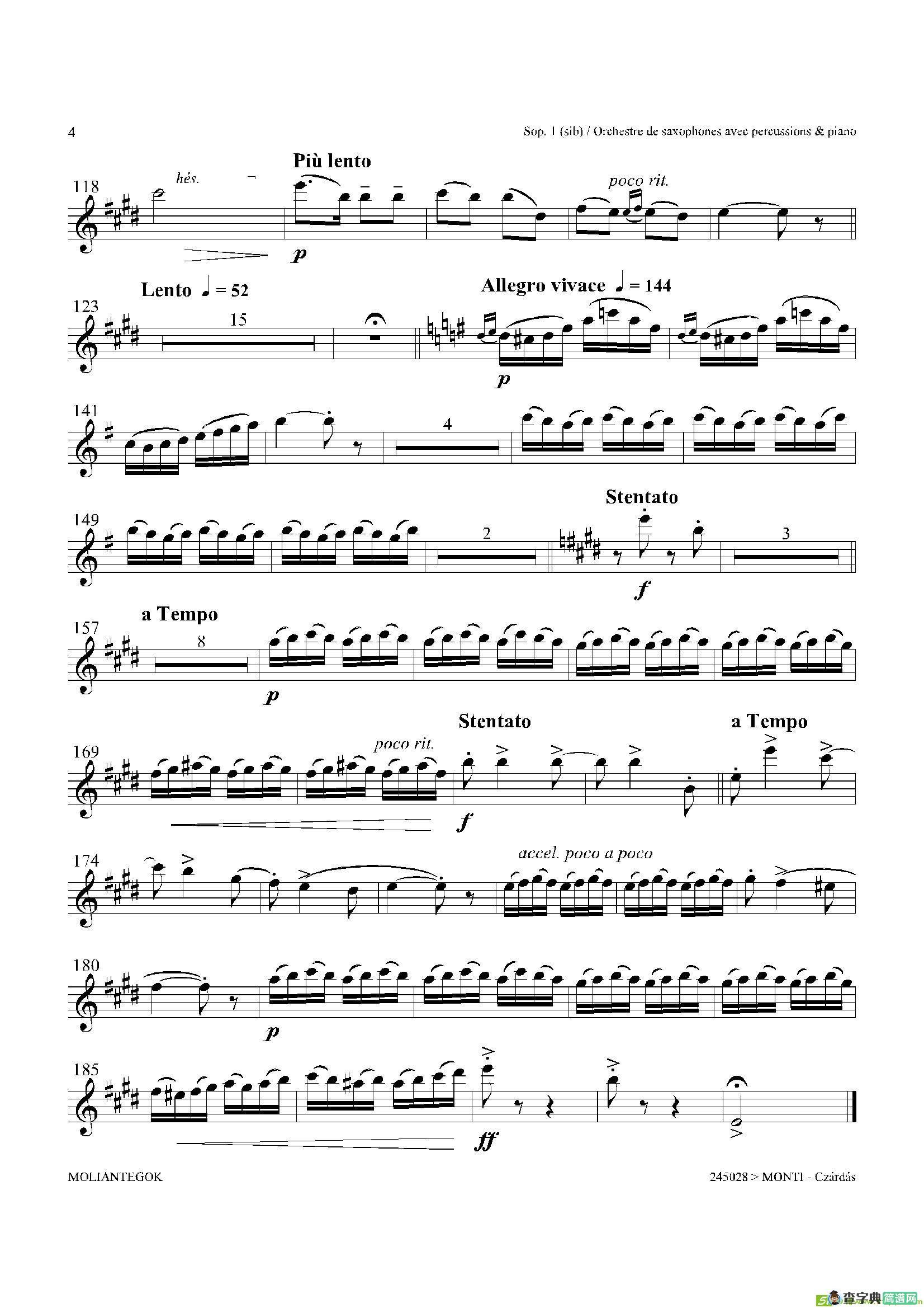 Czardas查尔达斯（15重奏）（2支高音萨克斯）萨克斯谱
