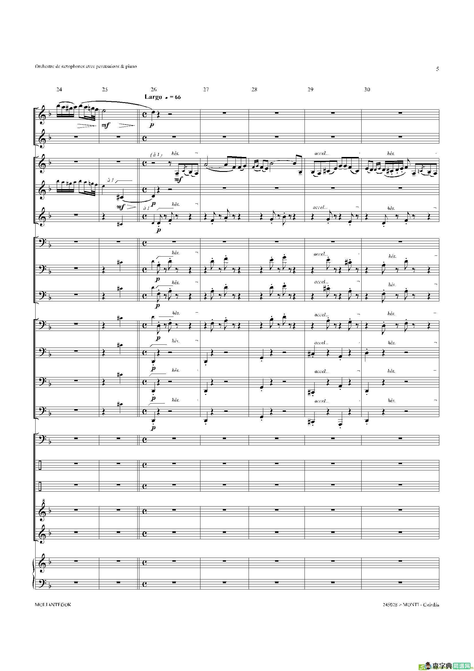Czardas查尔达斯（15重奏总谱）萨克斯谱