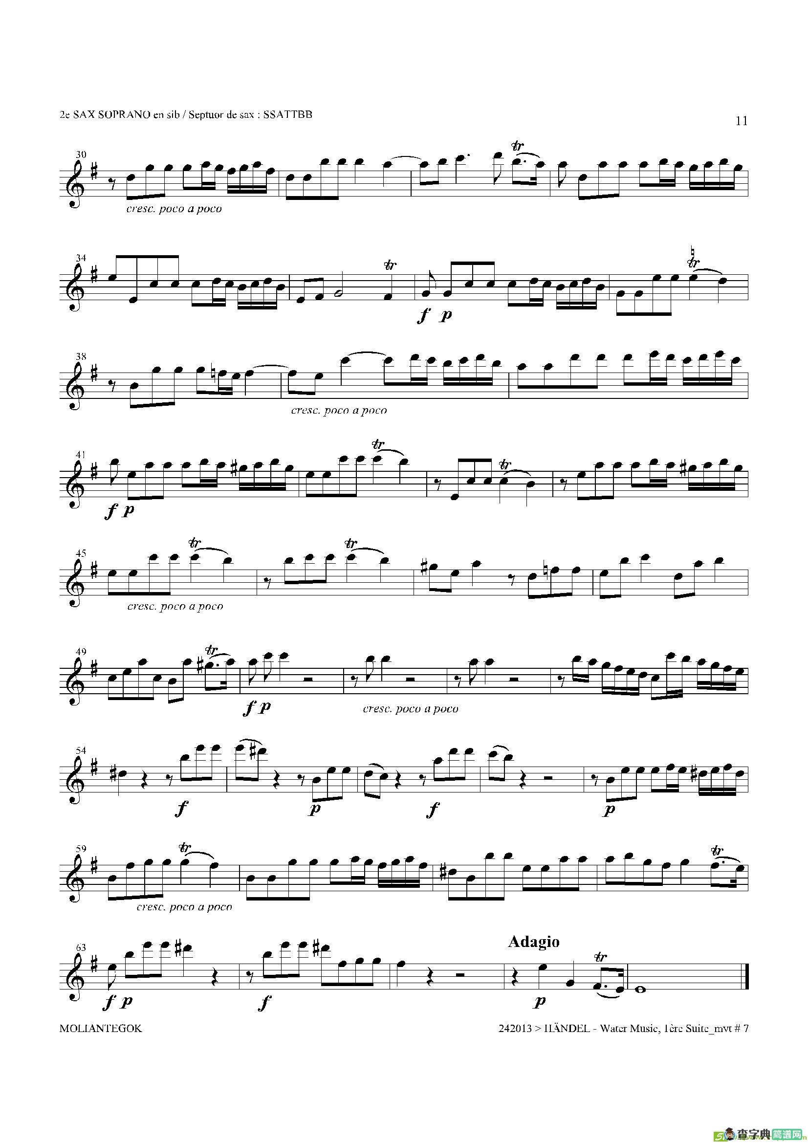 WaterMusic（HWV.348No.1）（第二高音萨克斯）萨克斯谱