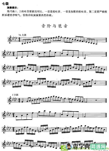 小号考级七级：音阶与琶音铜管谱