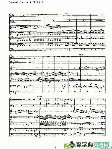 Concerto for Horn in D, K.412铜管谱