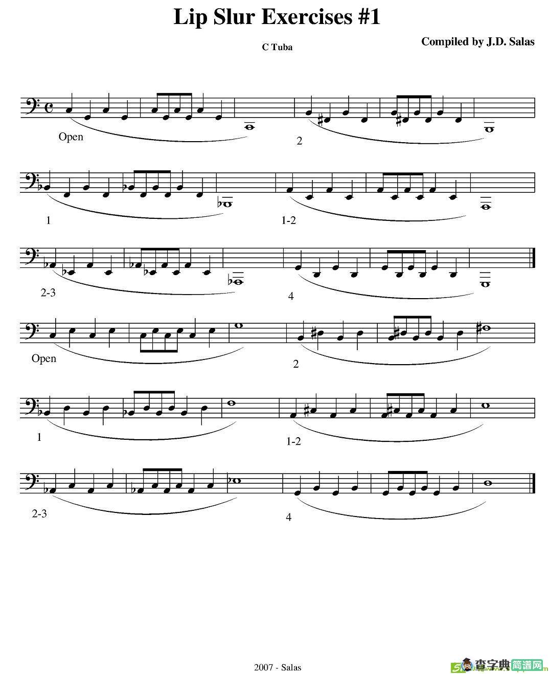 Lip Slur Exercise  - C Tuba铜管谱