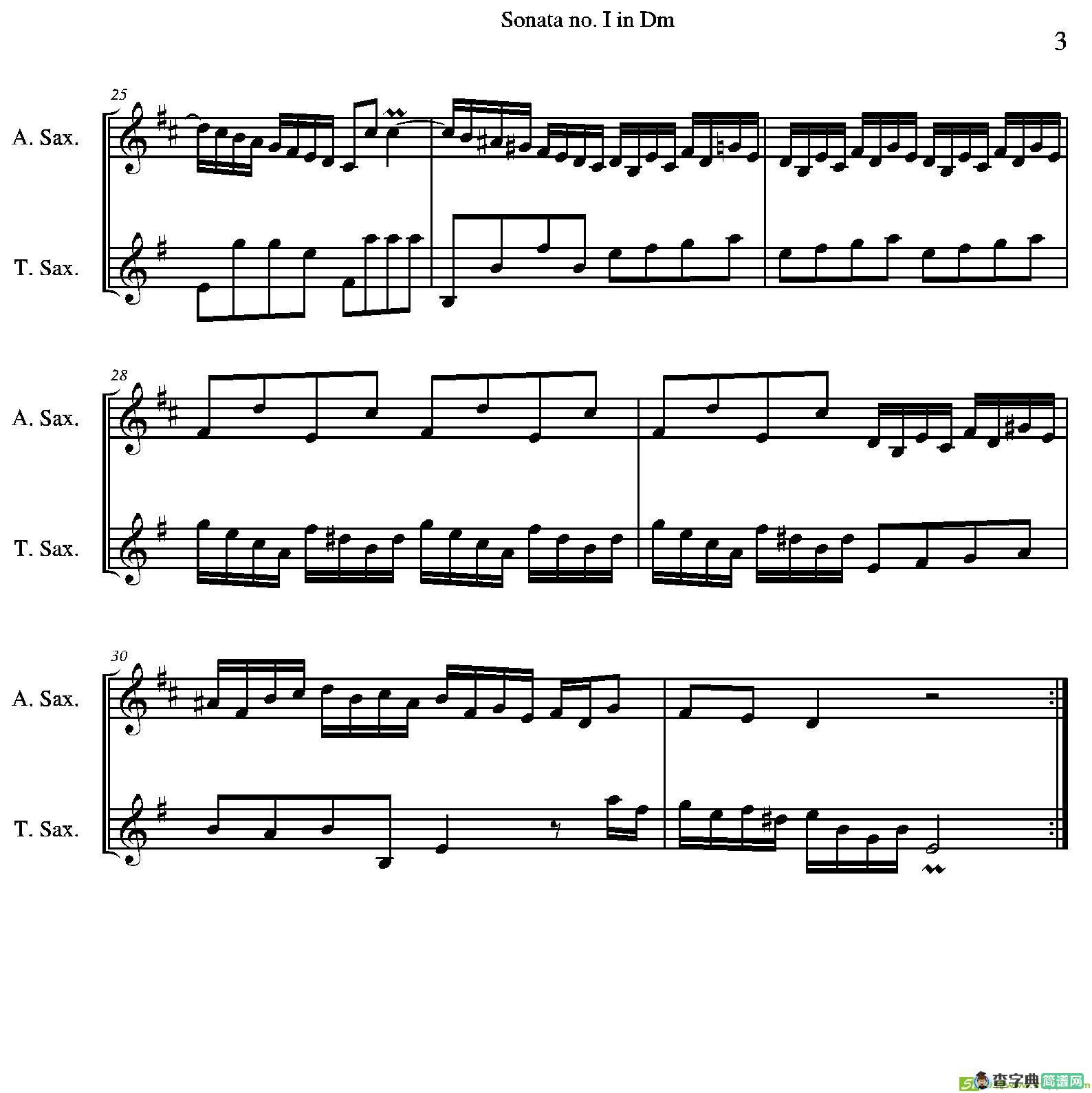 Sonatano.IinDm（二重奏）萨克斯谱