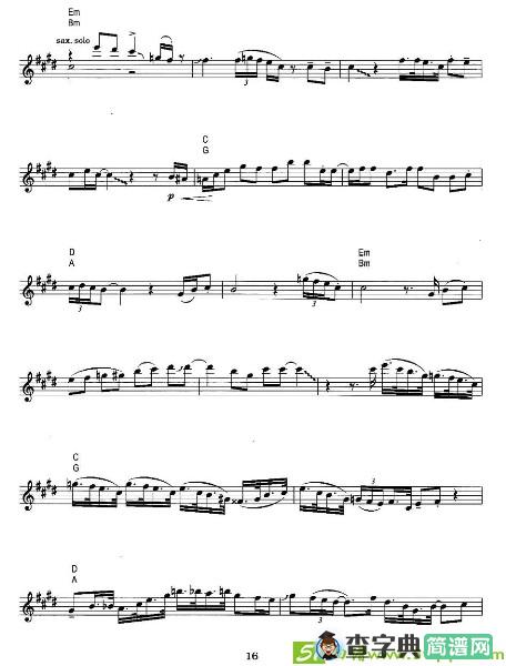 Lily Was Here萨克斯谱(凯迪杜菲作曲,甘蒂.达芙演唱)